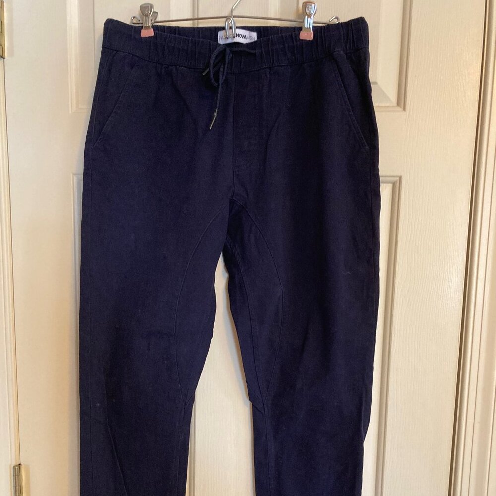 Fashion Nova Jogger Pants Men's Size Medium Dark Blue Elastic Waist Casual